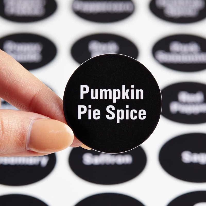 Waterproof Vinyl Spice Label Stickers - 144 Round Chalkboard Labels for Jars & Containers