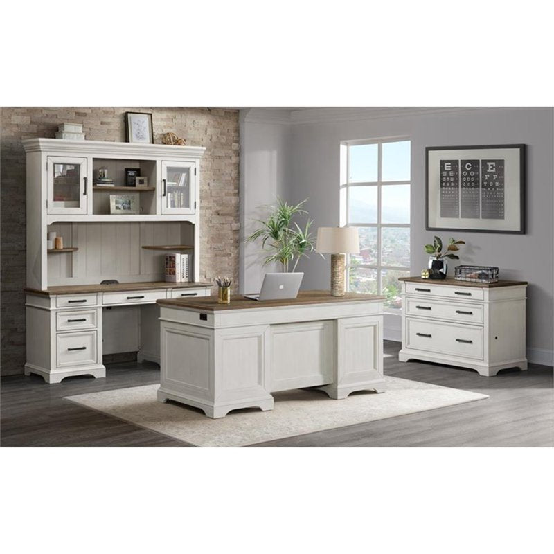 Wood Lateral File Cabinet 42 Inch for Home Office in White and Oak
