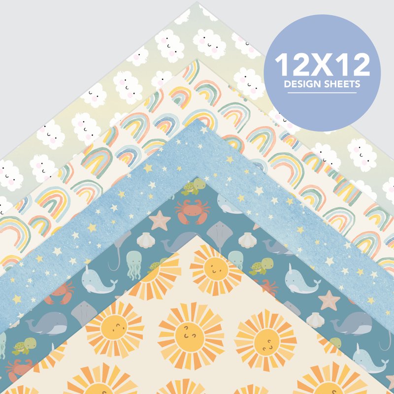 Baby Boy Scrapbook Paper Pad 12x12 Inches 50 Sheets 25 Designs for DIY Crafts