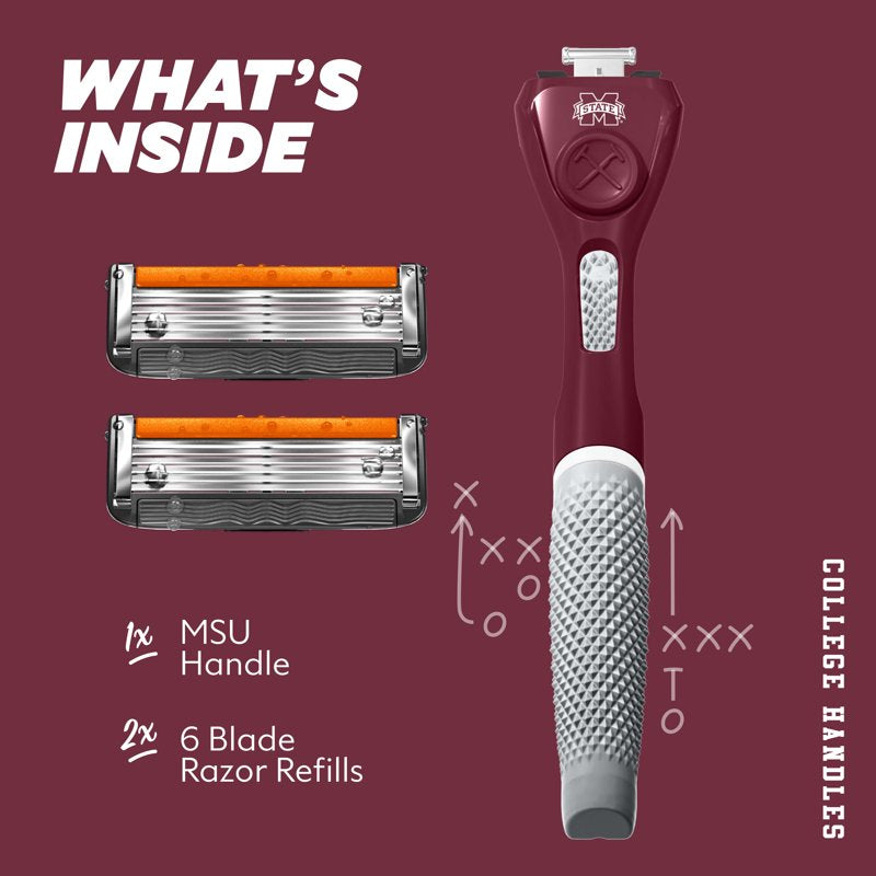 College 6-Blade Razor Starter Set with Custom Team Colors - Grooming Kit