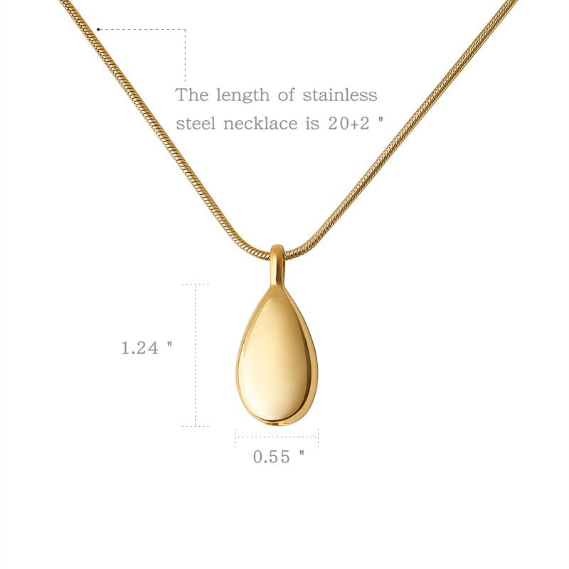 Memory Teardrop Keepsake Ashes Necklace - Cremation Memorial Jewelry