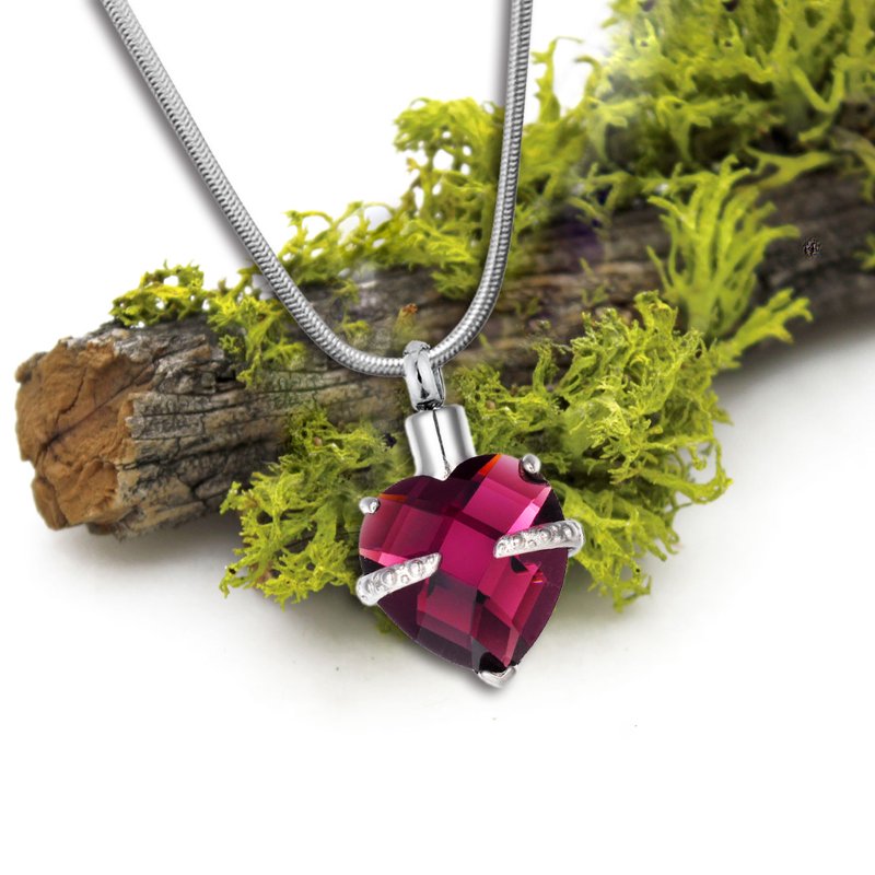 Personalized Heart Cremation Necklace for Ashes with Birthstone & Gift Box