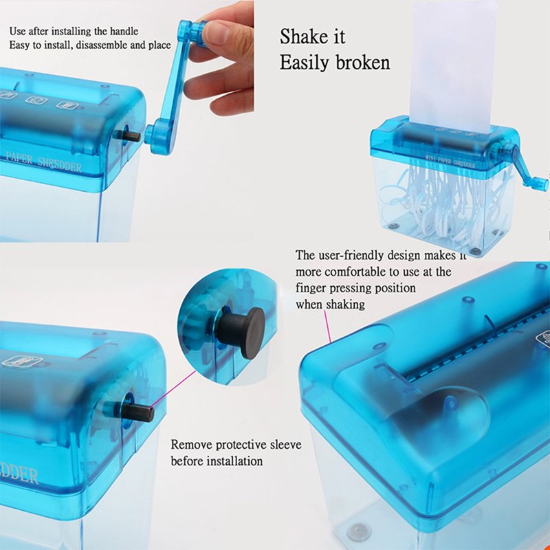 Mini Portable Hand Paper Shredder A6 Manual Document Cutter Security Tool