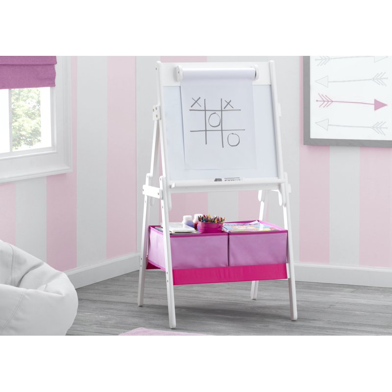Kids Whiteboard Easel with Paper Roll & Storage - Bianca White