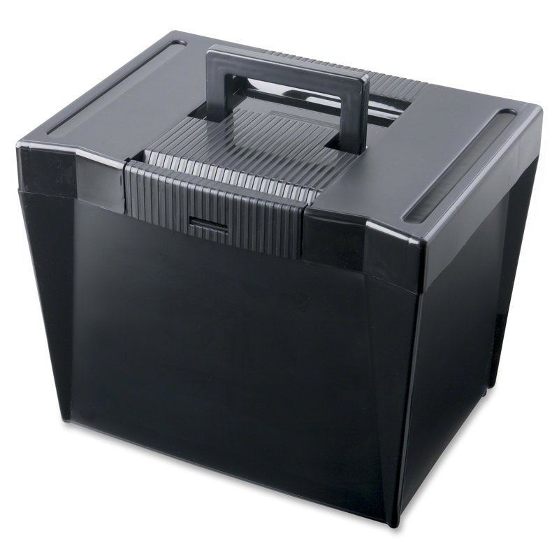 Letter Size File Storage Box with Handle and Locking Lid - Black