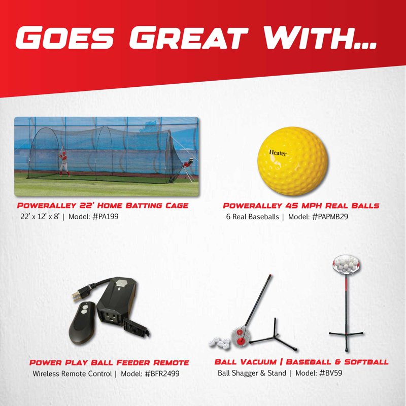 Heavy-Duty Baseball Pitching Machine with Adjustable Speed & Bonus Ball Feeder