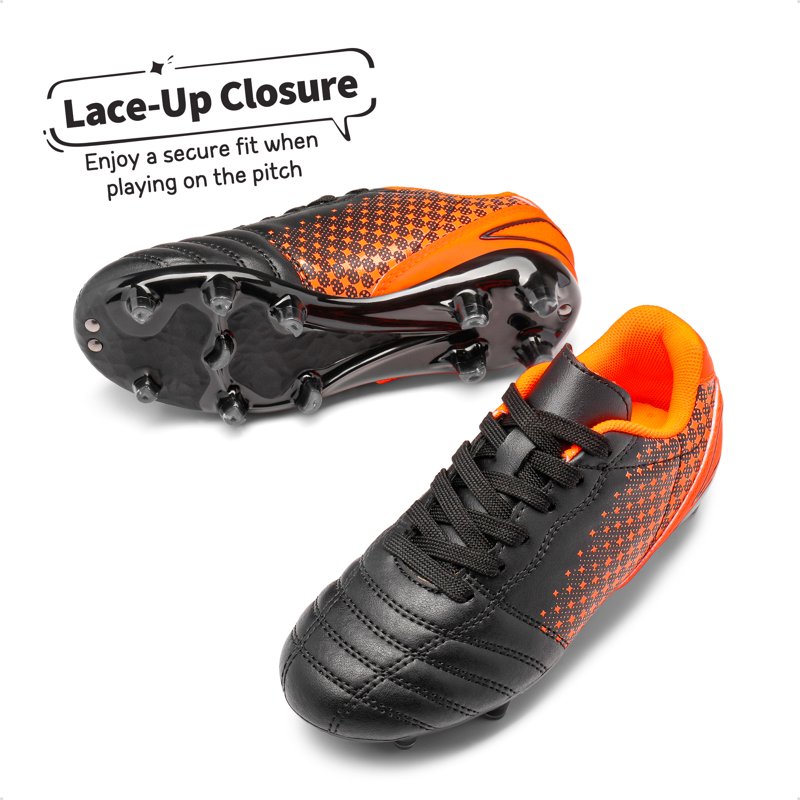 Dream Pairs Soccer Cleats for Kids – Black/Orange Lightweight Outdoor Football Shoes
