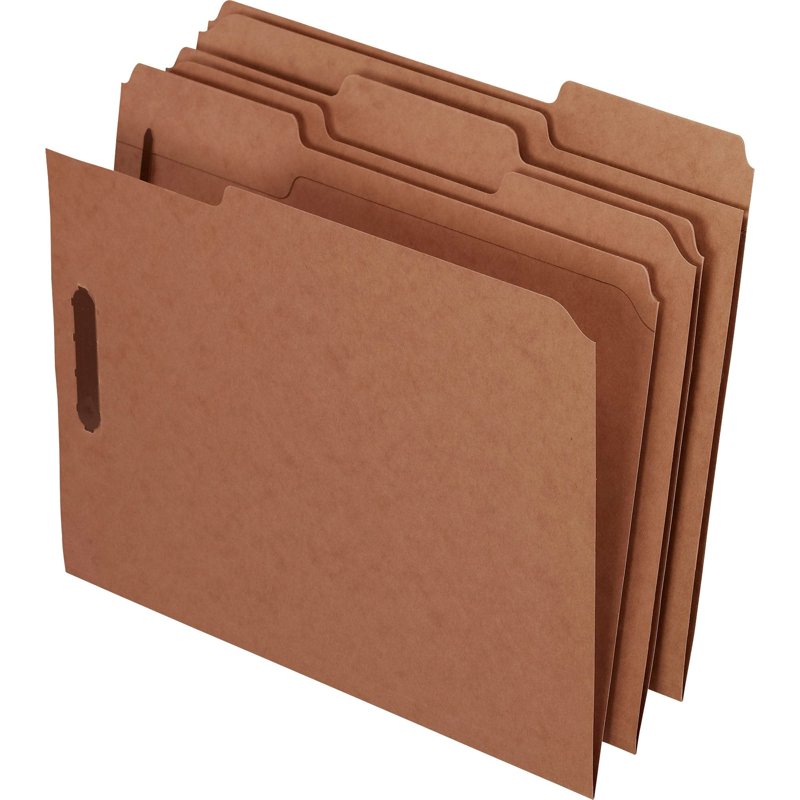 Fastener Folders 2 Fasteners 1/3 Cut Tabs Letter Size Kraft 50 Pack