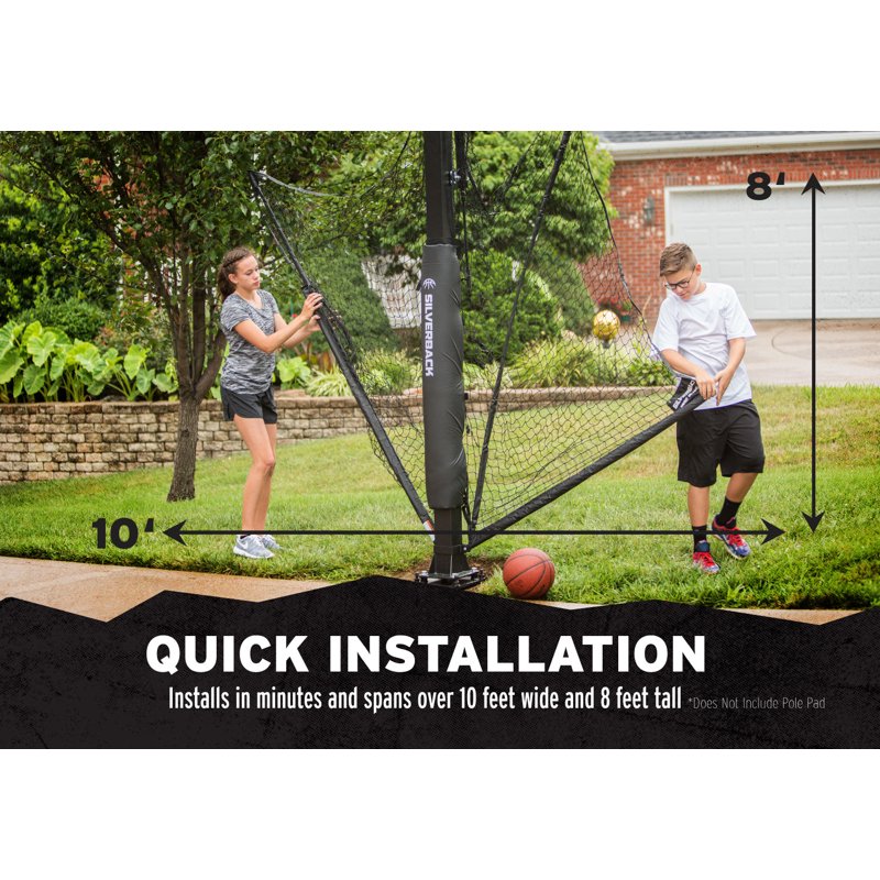 Basketball Rebounder Net System for Yard Guard - Foldable & Rebound Arms
