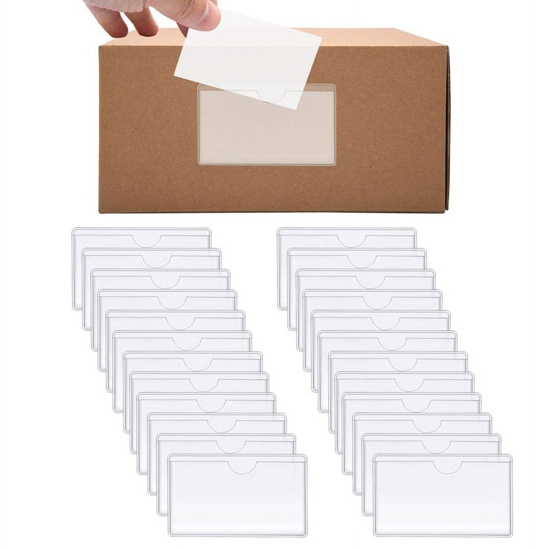 Self-Adhesive Label Holders 60 Pack - Clear Card Pockets for Index Cards
