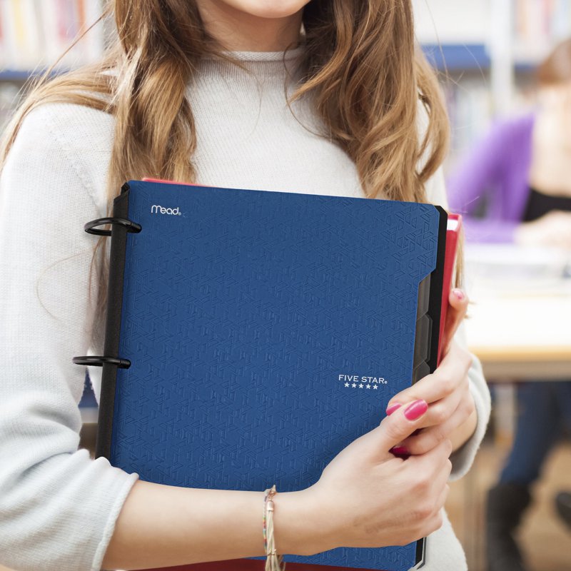 Refillable College Ruled Notebook with 1-Inch Rings and Study App, Pacific Blue