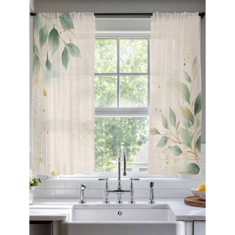 Spring Green Sheer Curtains Set 52x63 Inches Multiple Sizes Window Treatment