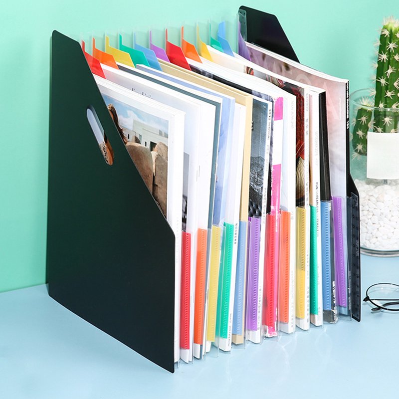 13-Pocket Accordion File Folder with Handle - Portable A4 Document Organizer