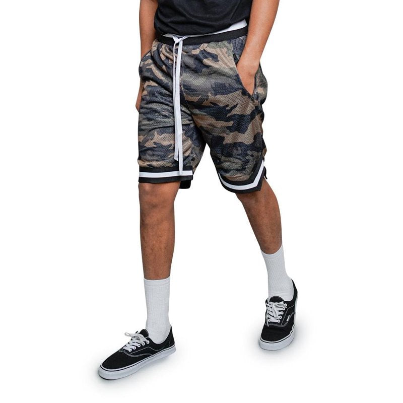 Men's Double Layer Mesh Basketball Shorts with Zippered Pockets - Breathable Athletic Wear