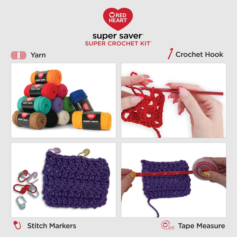 Crochet Kit with Yarn & Hook for Beginners - Super Saver Craft Set