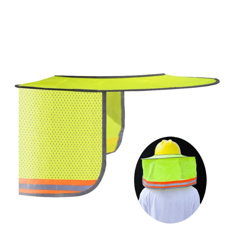 Yellow Hard Hat Sun Shade with Reflective Strips & Breathable Mesh - Construction & Outdoor Safety Cover