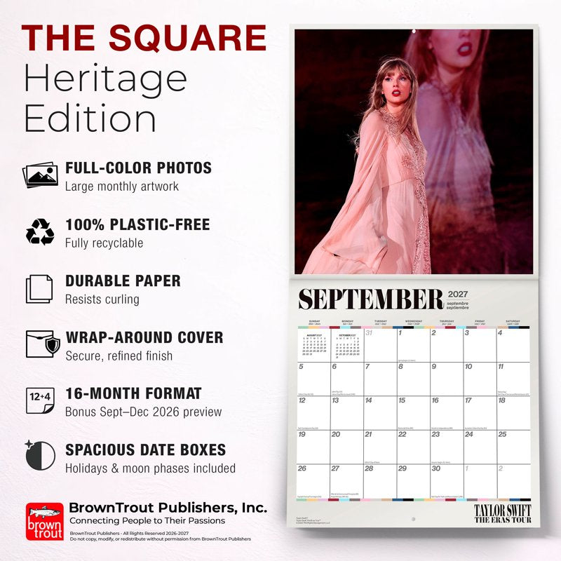 Taylor Swift Official 2027 Wall Calendar 12x24 Inches - Hanging, Plastic-Free