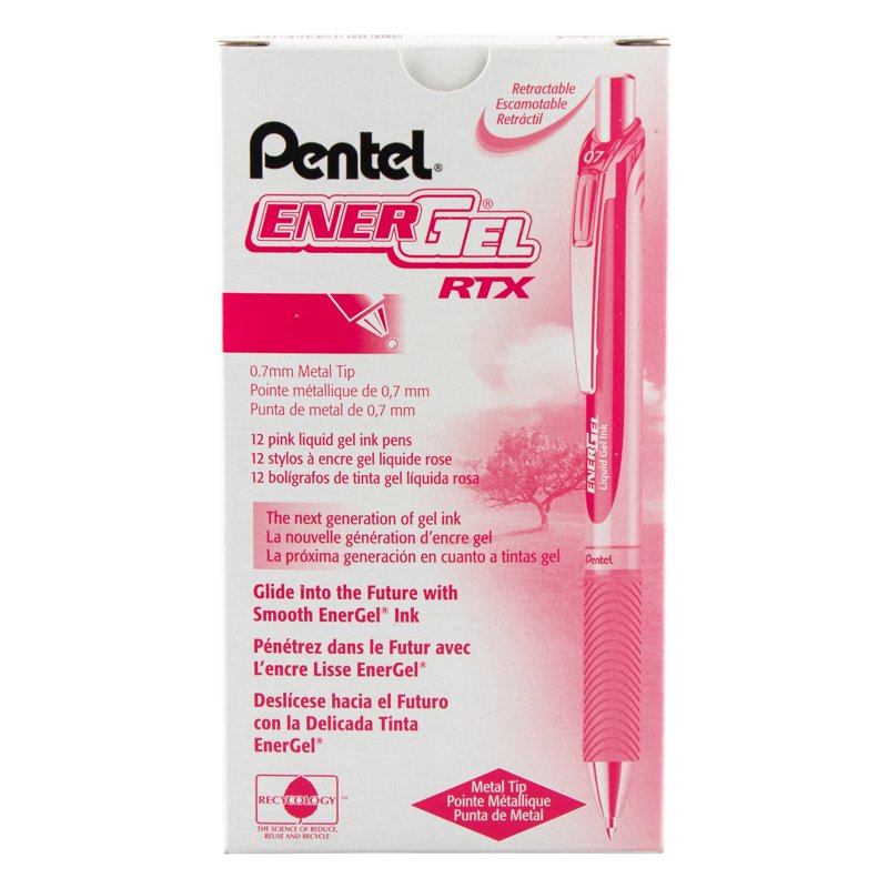 Gel Pen with 0.7mm Metal Tip - Pink Ink, Smooth Fast-Drying Liquid Gel