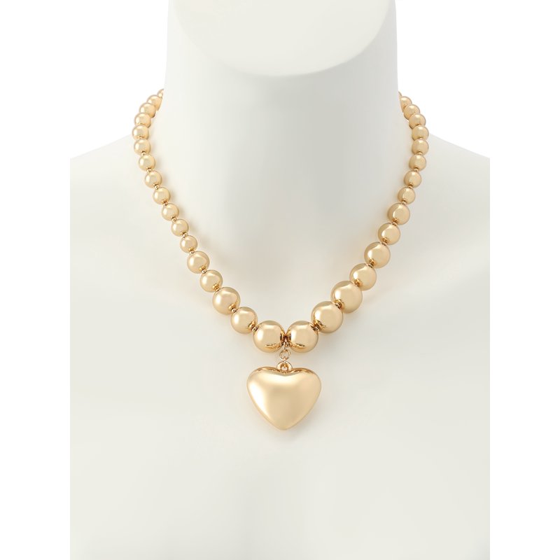 Fashion Puffy Heart Pendant Necklace for Women with Adjustable Chain