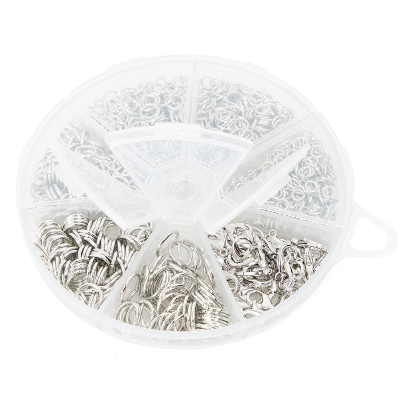 Jewelry Findings Kit with 1030 Silver Jump Rings & Lobster Clasps for Bracelets & Necklaces