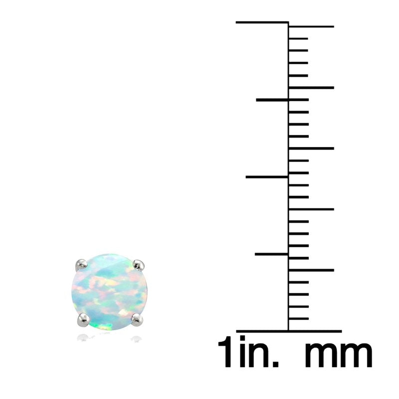 Sterling Silver Crown Stud Earrings with White Opal & White Topaz - Birthstone Jewelry