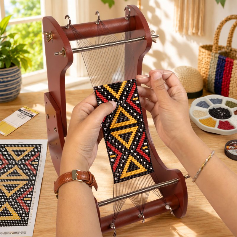 Adjustable Bead Loom with 4 Length Settings - Ergonomic Crafting Tool