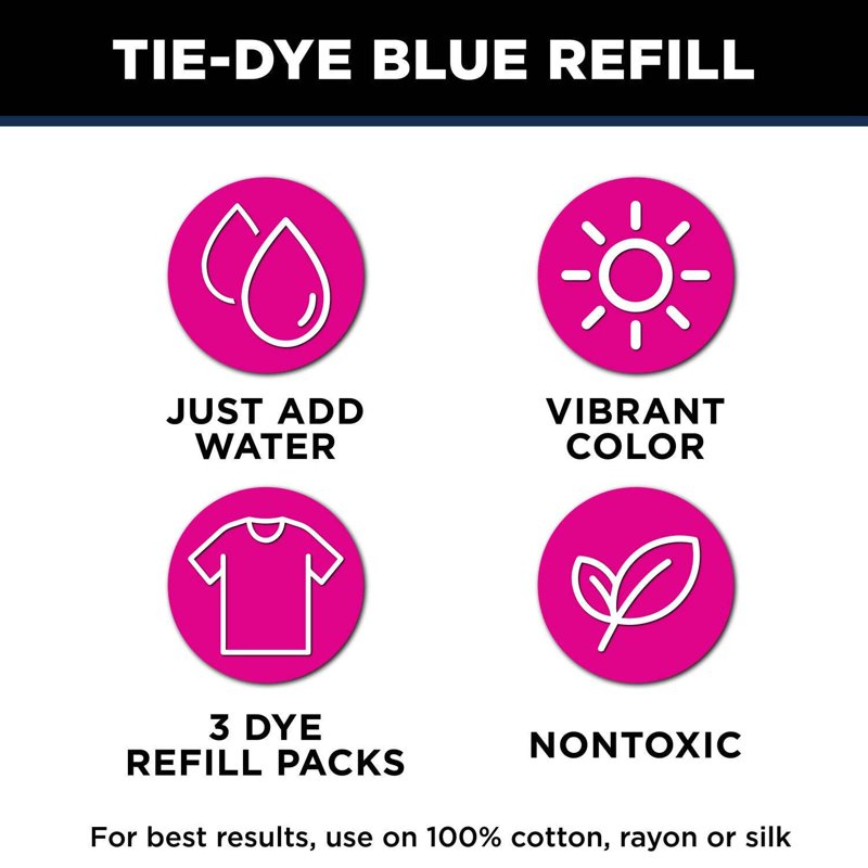 Tie-Dye Kit Refill Packs - 3 Pack 4oz Concentrated Dyes for Fabric Coloring