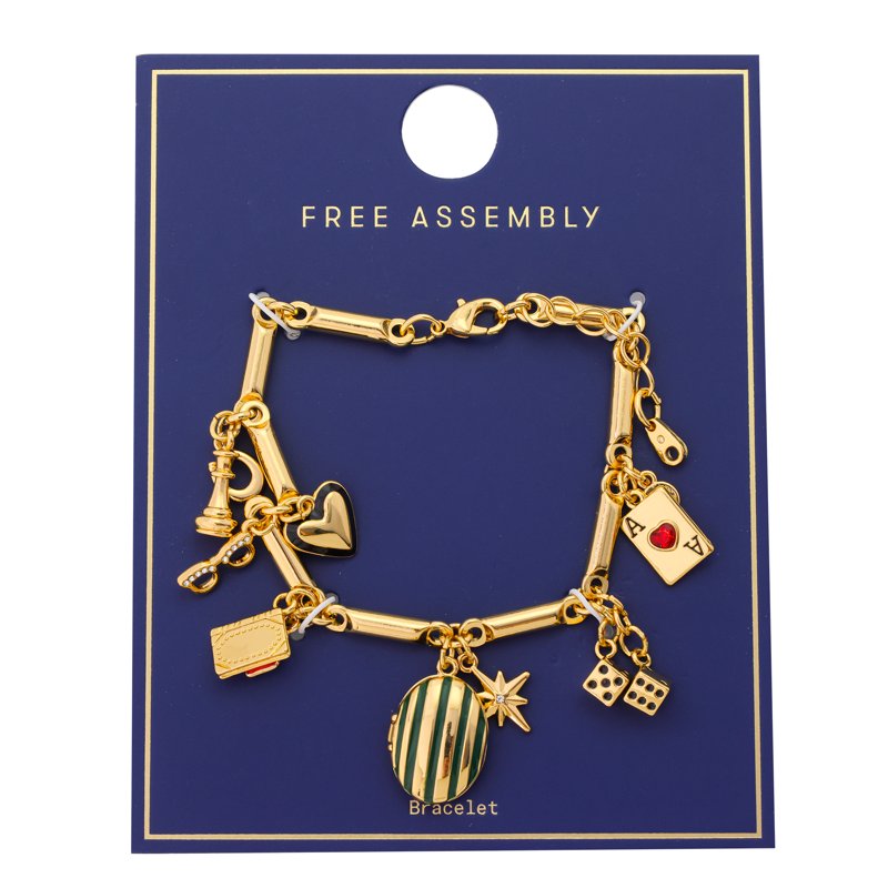 Goldtone Lockets Charm Bracelet for Women with Assorted Charms & Extender