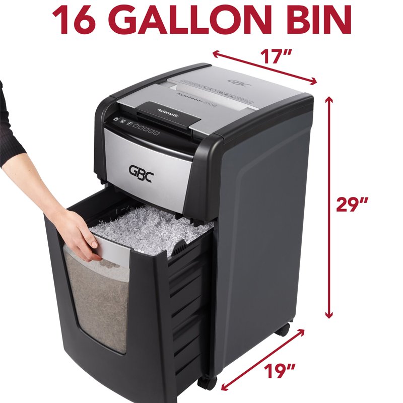 AutoFeed Office Shredder 300 Sheets Super Cross-Cut Black