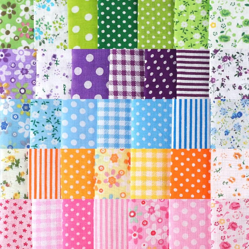 Multicolor Floral Cotton Fabric Squares 10x10 Inch Quilting & Sewing Set, 35 Pieces