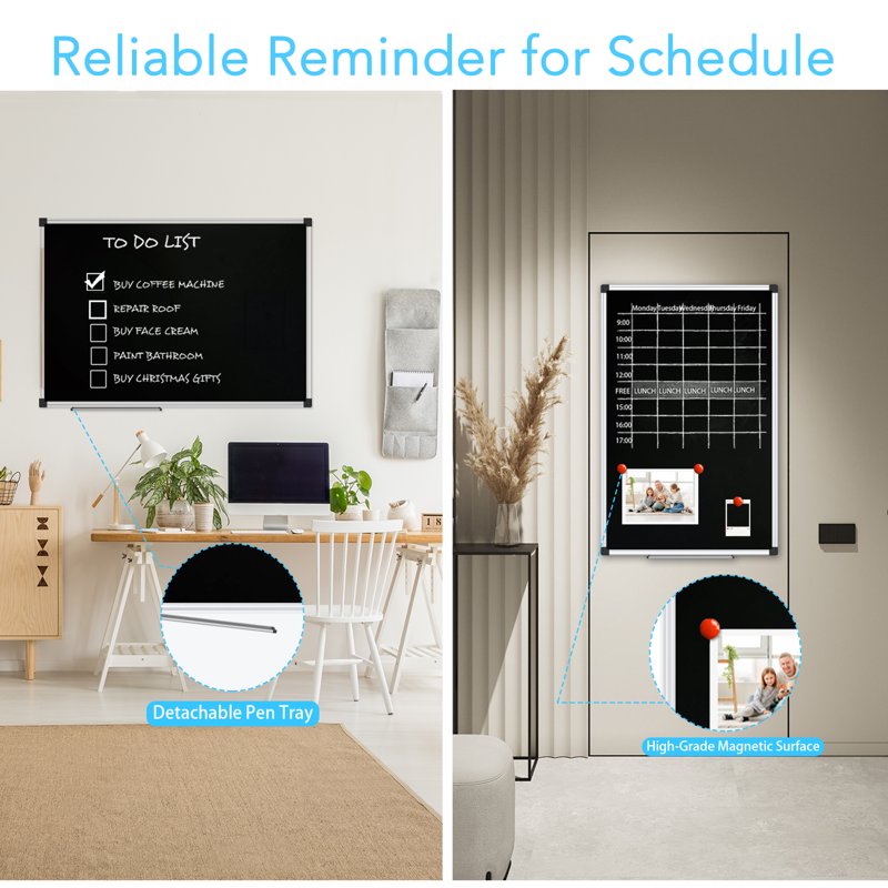 Magnetic Chalkboard for Kids & Home Wall - Dry Erase & Chalk Surface