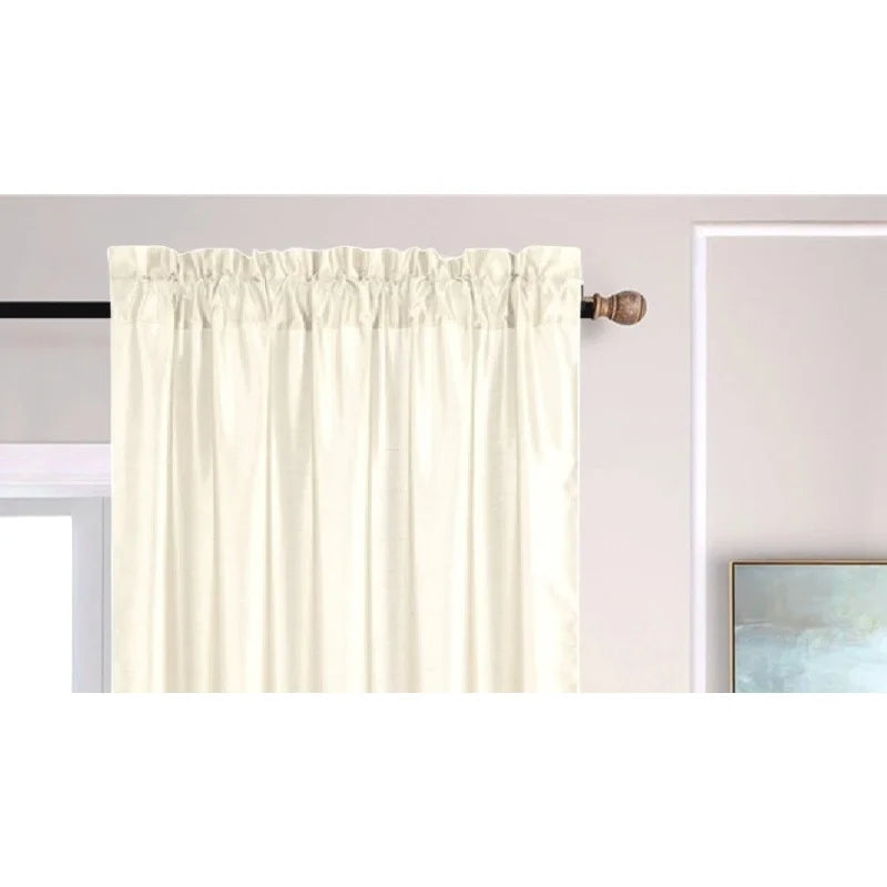 Semi-Sheer Faux Silk Window Curtains 2-Pack - Ivory, Light Filtering, 84" L