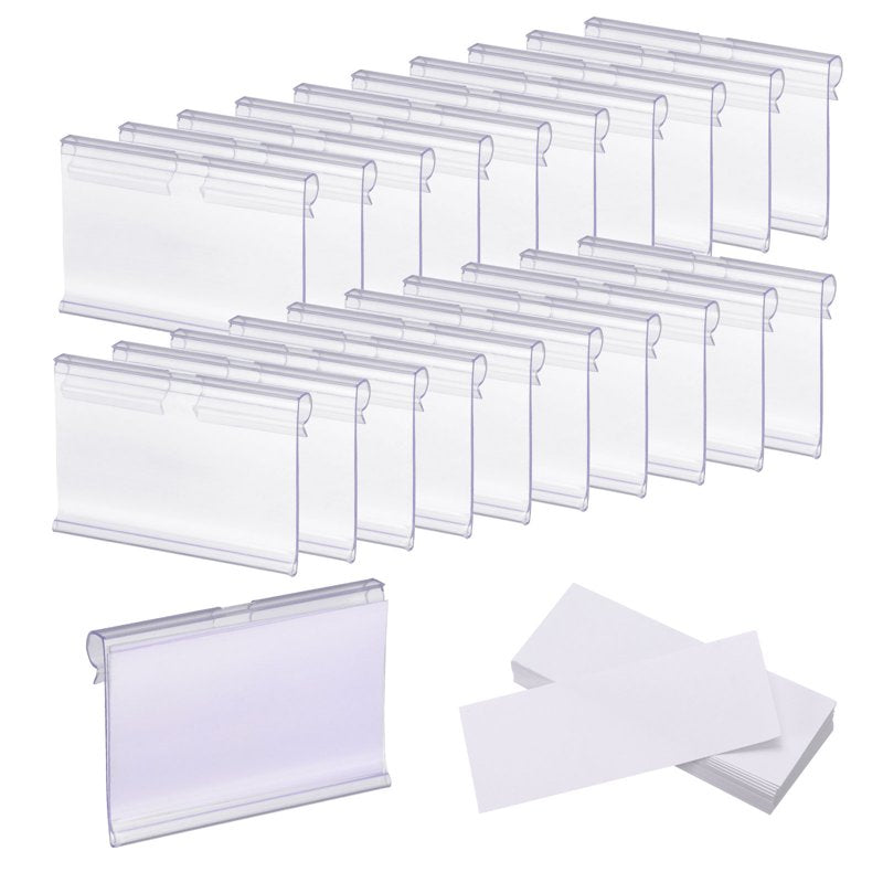 60PCS Clear Basket Labels Clips with Label Paper for Organization and Storage
