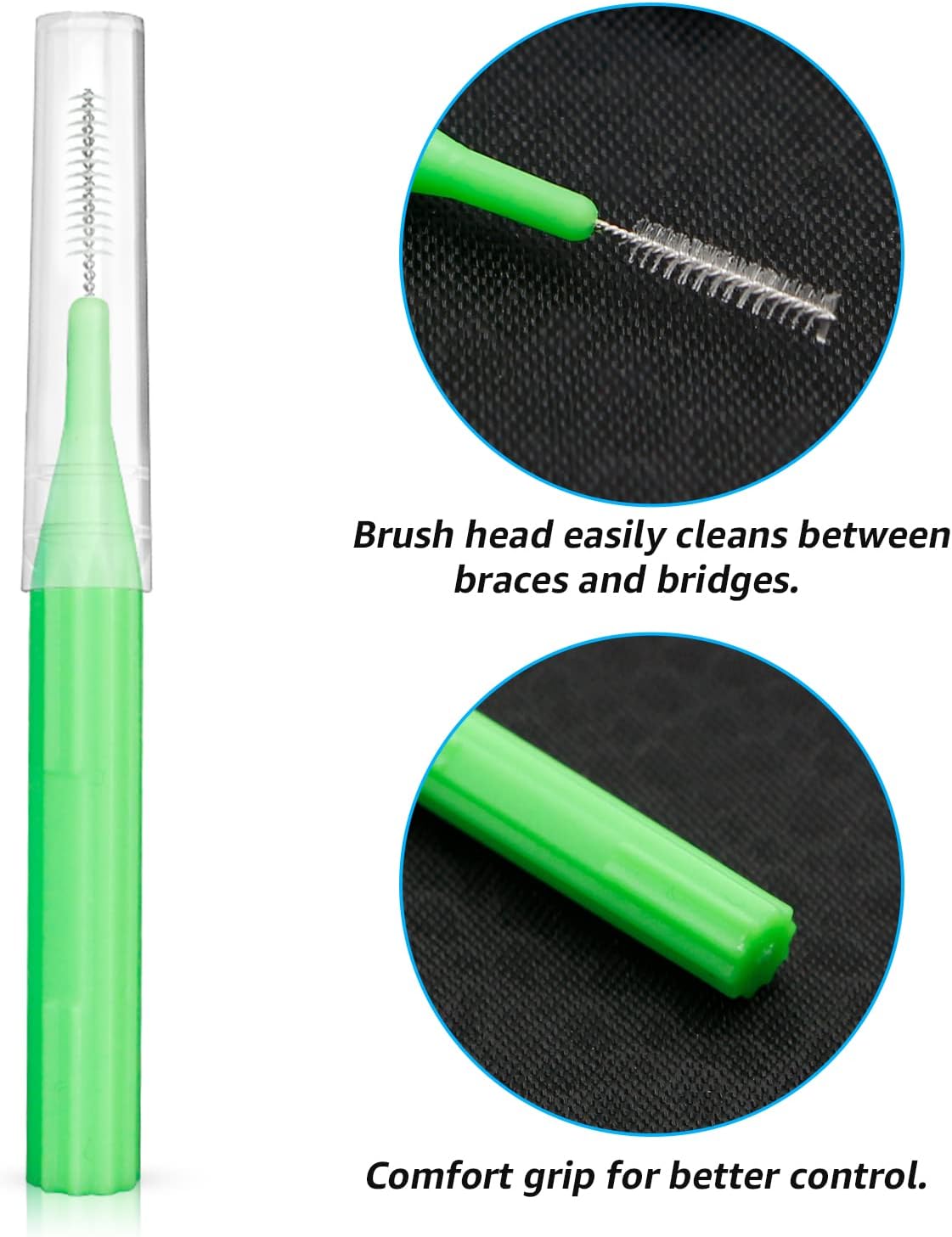 RAZOKO Interdental Brush, Flossing Head,Easy Use Tooth Cleaning Tool (1Pack(2.5mm/3mm)-88pcs)