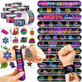 72 PCS Neon Party Set - 48 Neon Temporary Tattoos, 24 Slap Bracelets Wristbands - Fun Glow Party Supplies for Birthday, Baby Shower, Classroom Rewards, Decorations & Gifts for Kids