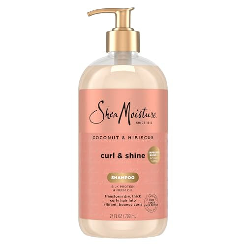 SheaMoisture Shampoo Coconut and Hibiscus, for Thick, Curly Hair, to Cleanse & Hydrate, 24 oz