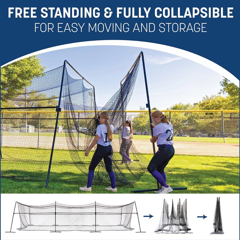 40ft Collapsible Baseball Batting Cage with Heavy-Duty Steel Frame & UV Net for Indoor Outdoor Training