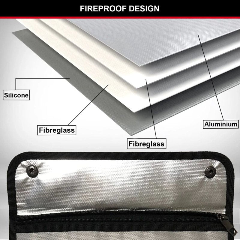 Fireproof Document Bag 15x11 Inches Fire & Water Resistant Safe Storage