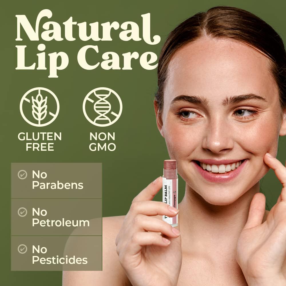 Earth's Daughter USDA Organic Lip Balm 6-Pack - Fruit Flavors, Beeswax, Coconut Oil, Vitamin E - Best Lip Repair Chapstick for Dry Cracked Lips - Moisturizing Lip Care