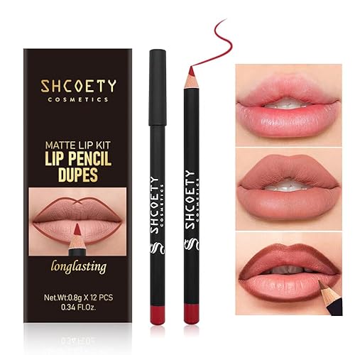 12 Colors Matte Lip Liner Set Long Lasting Waterproof Lip Liner Pencil Matte Velvet Lipstick Set Natural Soft High Pigmented Lip Makeup