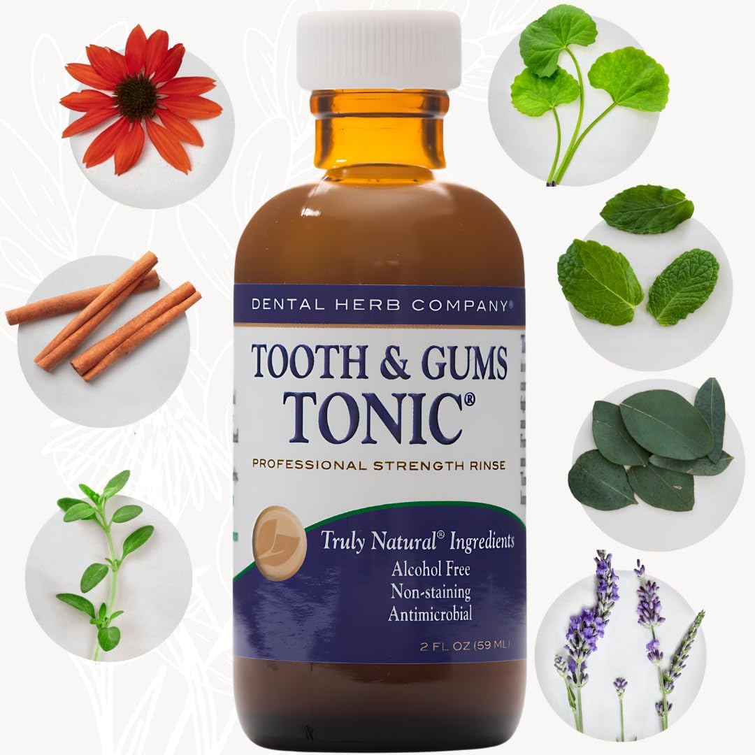 Tooth & Gums Tonic Mouthwash Travel Size (2 oz) - Natural Essential Oil Formula for Bad Breath & Gum Health