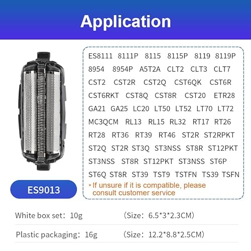 ES9013 Shaver Replacement inner Cutter & Foil for ES-LT41 ES-LT71 ES-ST25 ES9013/ES8111/ ES8119/ ES-CST6/ ES-CST8/ ES-ST2/ ES-ST3(2 PACKS)