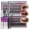HKY Lash Clusters Kit 8-16mm 30D-40D Wispy Eyelash Clusters Lashes Natural DIY Lash Extension Kit Cluster Eyelash Extensions Kit 280pcs C Curl Individual Lashes Cluster Eyelash (With Tweezers)