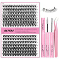 DIY Eyelash Extension Kit, 240pcs lash Extension Kit 9-15mm Mix, 30D 40D Curl Individual Lash Clusters with Bond, and Tweezers
