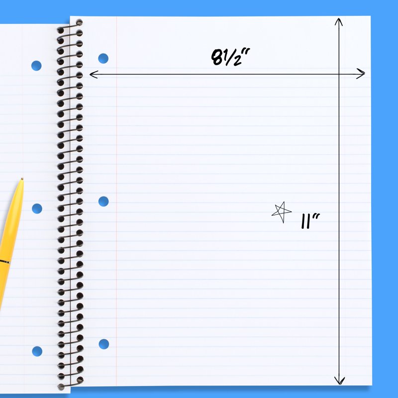 5 Subject College Ruled Spiral Notebook - 8.5 x 11 Inches, Black, 160 Sheets