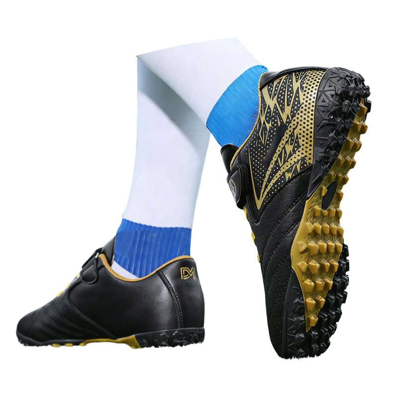 LRen Boys Soccer Cleats - Lightweight Outdoor Football Shoes, Black, Size 1.5