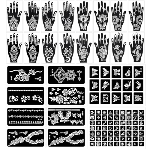 10 Temporary Tattoo Stencils 94 PCS Stencils Realistic, Tattoo Stencils for Face Body Art Painting for Women Men Adults Kids
