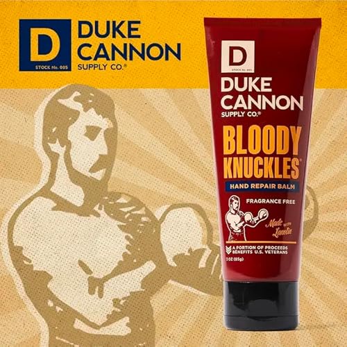Duke Cannon Bloody Knuckles Hand Repair Balm - Unscented Moisturizing Cream, Non-Greasy Lanolin Formula for Dry, Cracked Hands, 3 oz. (Travel Size)