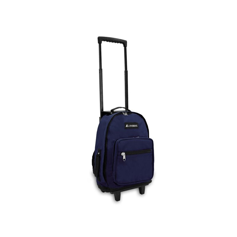 Unisex Wheeled Backpack with Multiple Pockets and Telescoping Handle