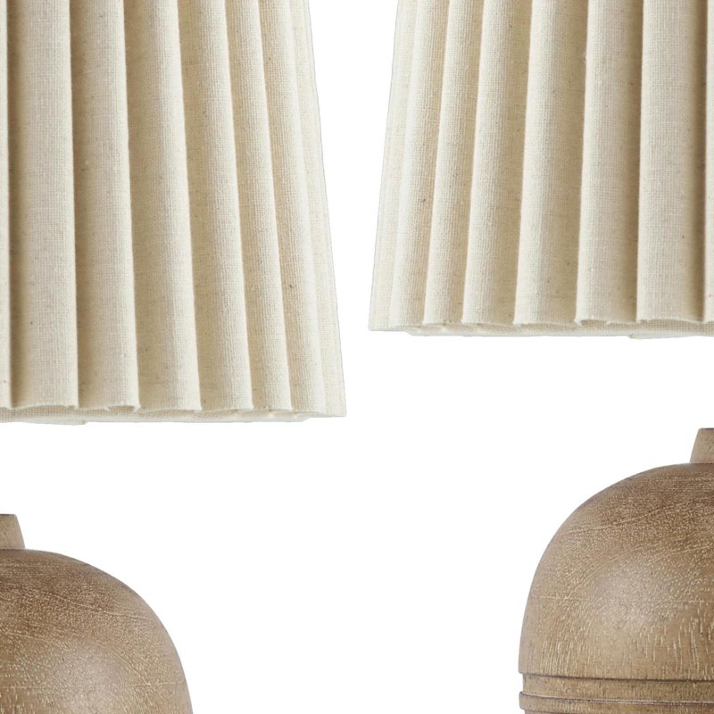 Set of 2 Brown Linen Shade Accent Table Lamps - 19-Inch